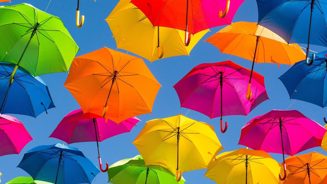 lots of colourful umbrellas